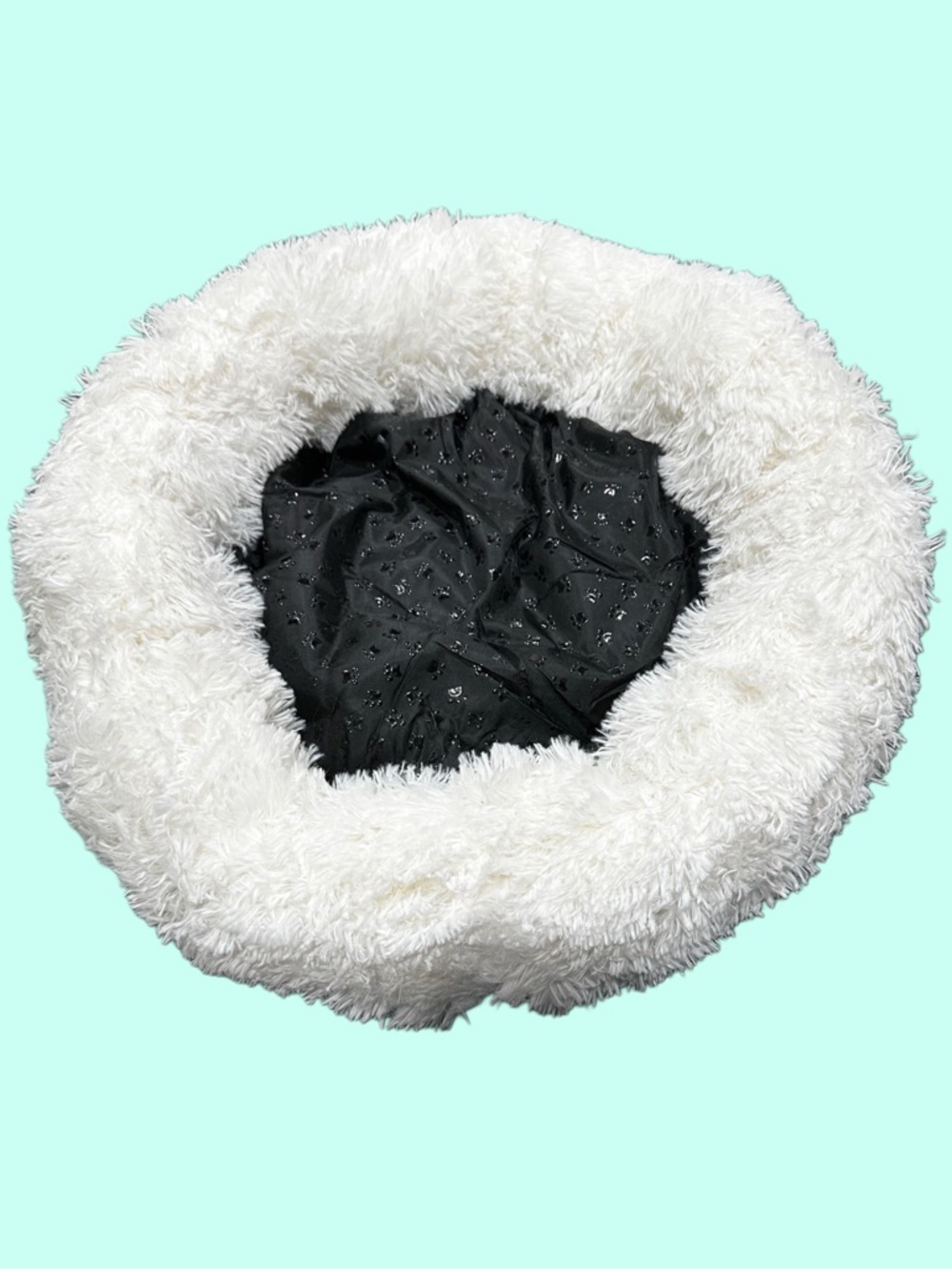 Dog Bed Cozy White Plush Donut cat bed pet bed fluffy friend for your pet 23” W - Picture 2 of 14